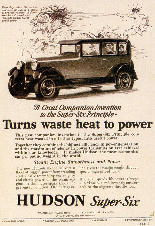 1927 Hudson Super Six - Turns Waste Heat to Power